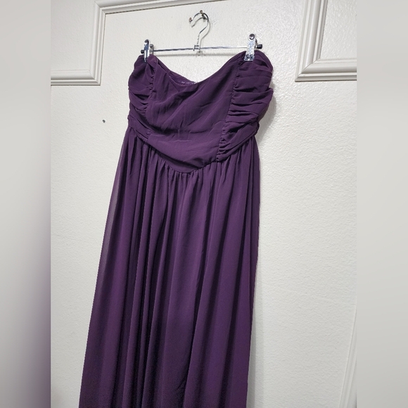 Lulus Luxe Favorite Dark Purple Strapless Ruched Maxi Dress L Wedding Party Prom - Picture 7 of 9
